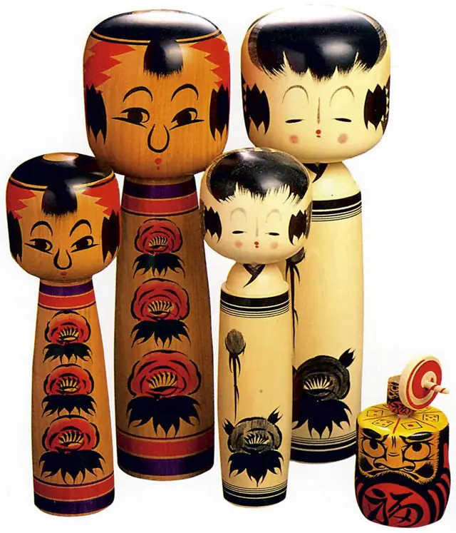 Peony Kokeshi Dolls