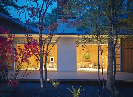 Shishiiwa House, a forest retreat hotel in Karuizawa whose first building was designed by architect Shigeru Ban.